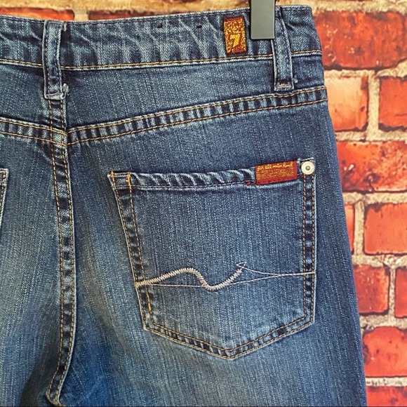 7 for all Mankind Paxtyn Distressed Straight Leg Jeans Youth Size 14 Medium Wash - Picture 5 of 9